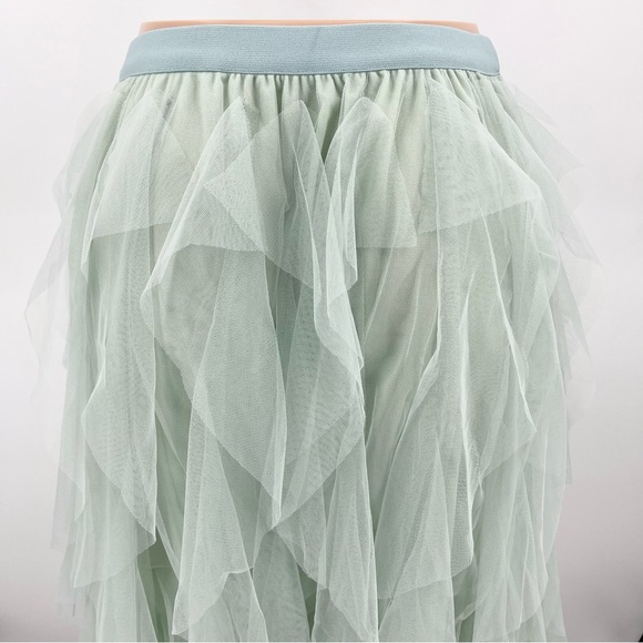 NEW Pastel Green Layered Mesh Ethereal Fairycore Tutu Midi Skirt Size Large - Picture 7 of 12